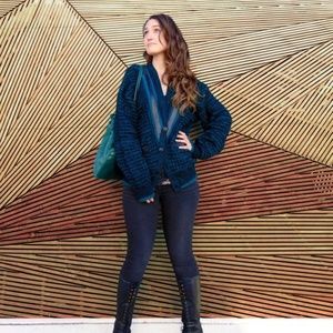 Vintage 1990's Teal and Black Cardigan